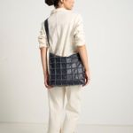 Bolsa Janis Carteiro Couro Patchwork | Preto, Cru