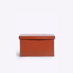 Caixa Quadrada Couro Ecosola 22x22x11h | Conhaque