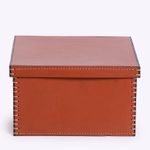 Caixa Quadrada Couro Ecosola 22x22x11h | Conhaque