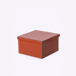 Caixa Quadrada Couro Ecosola 22x22x11h | Conhaque