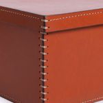 Caixa Quadrada Couro Ecosola 22x22x11h | Conhaque