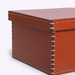 Caixa Quadrada Couro Ecosola 16x16x9h | Conhaque