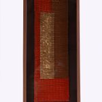 Painel de Parede Couro e Camurça com Vidro e Paspa 36x83 cm | Laranja, Pinhão, Ouro Velho