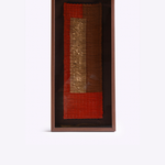 Painel de Parede Couro e Camurça com Vidro e Paspa 36x83 cm | Laranja, Pinhão, Ouro Velho