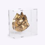 Caixa Acrílico Escultura Latão 22x22x6 | Ouro