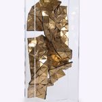 Caixa Acrílico Escultura Latão 22x55x6h | Ouro