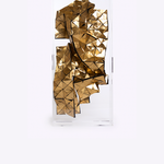 Caixa Acrílico Escultura Latão 22x55x6h | Ouro