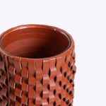 Vaso Onda Maia Vidro e Couro 12x24h | Terracota