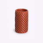 Vaso Onda Maia Vidro e Couro 12x24h | Terracota