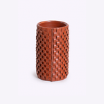 Vaso Onda Maia Vidro e Couro 12x24h | Terracota