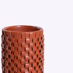 Vaso Onda Maia Vidro e Couro 12x24h | Terracota