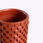 Vaso Onda Maia Vidro e Couro 12x31h | Terracota