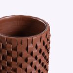 Vaso Onda Maia Vidro e  Couro 12x31h | Whisky