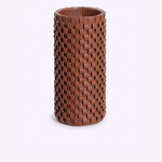 Vaso Onda Maia Vidro e  Couro 12x31h | Whisky