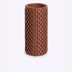 Vaso Onda Maia Vidro e  Couro 12x31h | Whisky