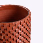 Vaso Onda Maia Vidro e Couro 18x24h | Terracota