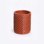 Vaso Onda Maia Vidro e Couro 18x24h | Terracota