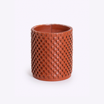 Vaso Onda Maia Vidro e Couro 18x24h | Terracota