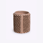 Vaso Ouriço Couro e Vidro 18x24h | Taupe