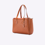 Bolsa Tote Audrey Média Couro Tressê | Chocolate