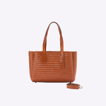 Bolsa Tote Audrey Média Couro Tressê | Chocolate