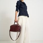 Bolsa Letícia Couro Tressê Tela | Açaí