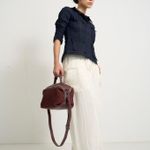 Bolsa Letícia Couro Tressê Tela | Açaí