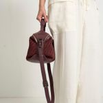 Bolsa Letícia Couro Tressê Tela | Açaí