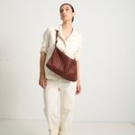 Bolsa Solange Média Couro Tressê Tela | Khaki