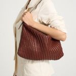 Bolsa Solange Média Couro Tressê Tela | Preto