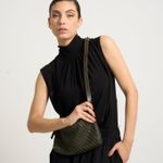 Bolsa Mini Solange Couro Tressê Tela | Preto