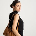 Bolsa Tina Hobo Pequena Couro  Tressê Encaixe | Preto