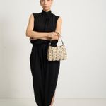 Bolsa Mini Tina Couro Tressê Encaixe | Preto