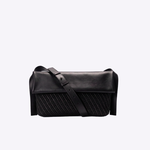 Bolsa Denise Carteiro Couro Tressê Tela | Preto