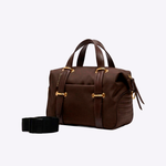 Bolsa Mini Lívia Tecido Tecnológico | Café, Ouro