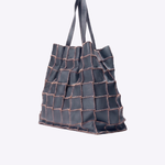 Bolsa Janis Couro Patchwork | Indigo, Cru