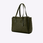Bolsa Tote Audrey Média Couro Tressê | Militar