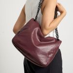 Bolsa Genevive Couro | Bordô, Ônix