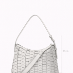 Bolsa Tina Hobo Pequena Couro  Tressê Encaixe | Off White