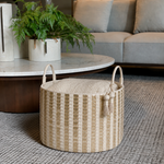 Cesto Paraty Couro Tressê Camboja | Off White, Light Gold