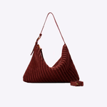 Bolsa Solange Média Couro e Camurça Tressê Tela | Açaí, Marsala