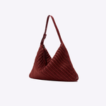 Bolsa Solange Média Couro e Camurça Tressê Tela | Açaí, Marsala