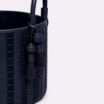 Cesto Paraty Couro Tressê Camboja 45x35h | Navy