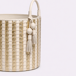 Cesto Paraty Couro Tressê Camboja | Off White, Light Gold