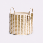 Cesto Paraty Couro Tressê Camboja | Off White, Light Gold