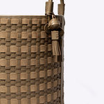 Cesto Paraty Couro Tressê Maxi Tiras 34x35 | Taupe