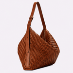 Bolsa Solange Média Couro Tressê Tela | Chocolate
