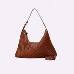Bolsa Solange Média Couro Tressê Tela | Chocolate