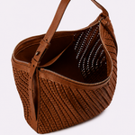 Bolsa Solange Média Couro Tressê Tela | Chocolate