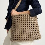 Bolsa Yolanda Couro Camurça Tressê Nó | Khaki, Rato